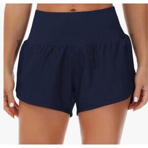 THE GYM PEOPLE High Waisted Running Shorts Navy Blue Size M New With Tag